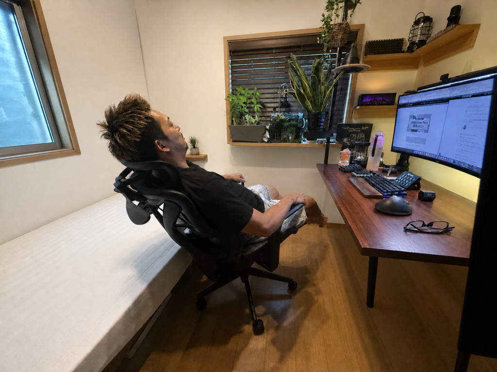 COFO Chair Pro 2のリクライニング最大時