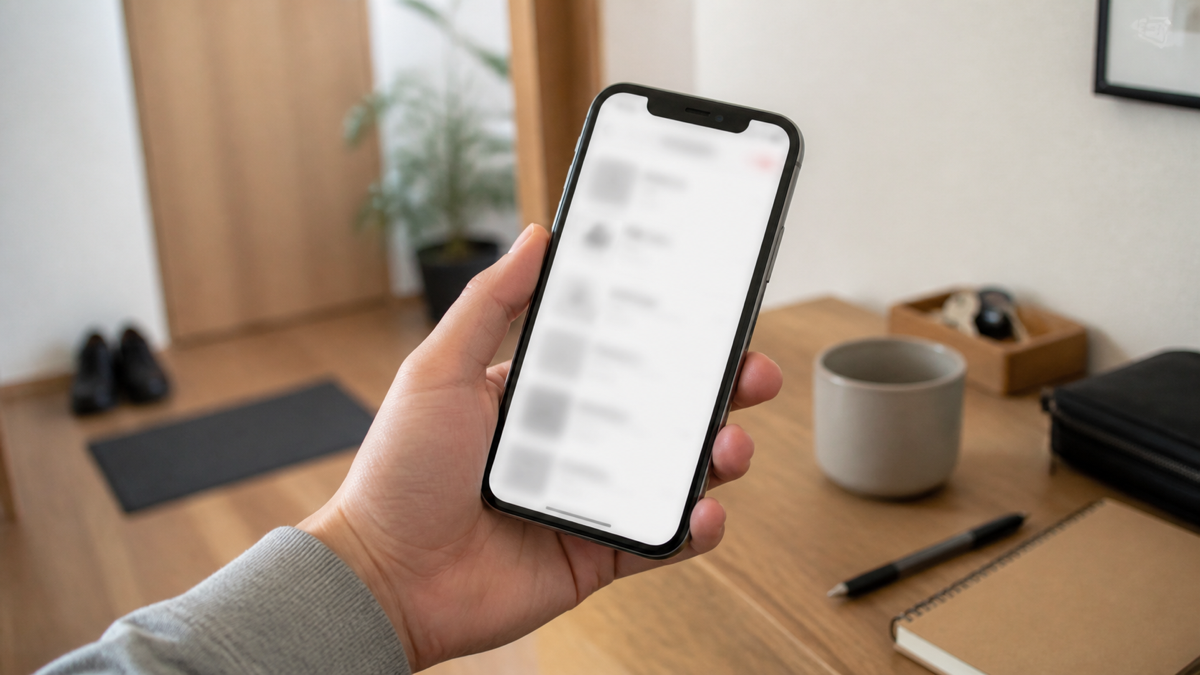 スマホでヒゲ脱毛について調べている手元のイメージ